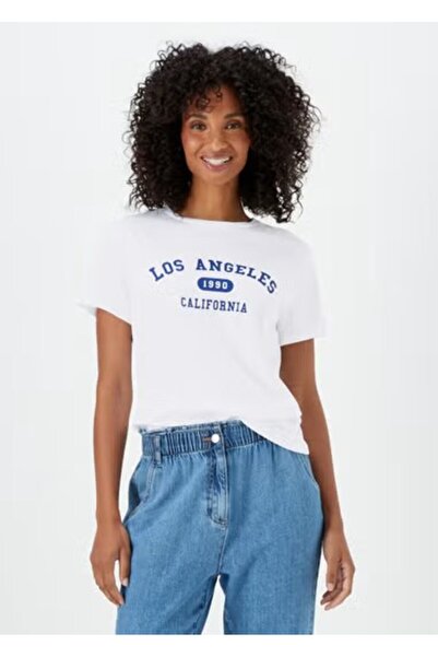 Kübra Tekstil 2471 Γυναικείο μπλουζάκι με στάμπα λευκό