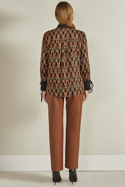 Guitar Straight Leg Brown Leather Trousers