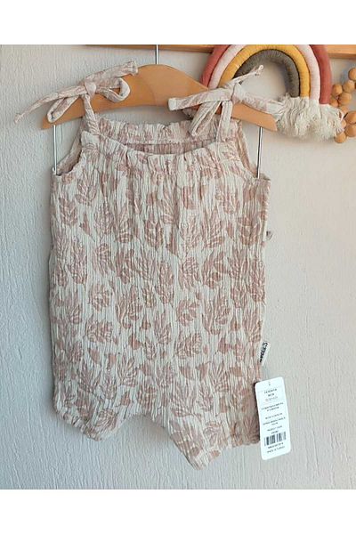 stella kids Leaf Patterned Muslin Baby Girl Jumpsuit