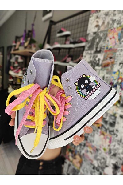 MECH BUTİK Унісекс Повсякденні лляні кросівки з довгим манжетом і принтом Hellokitty Chococat