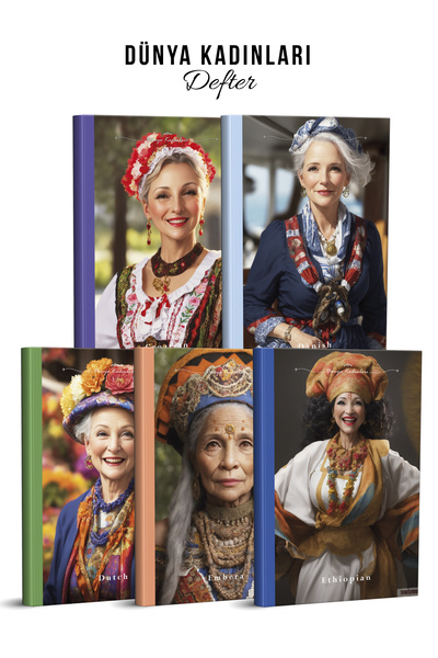 YAPAY ZEKA SANAT Set de caiete din 5 bucăți World Women de înaltă calitate - ...