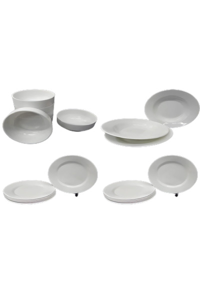 Ermiya 49 Parça Öğrenci Bekar Karavan Beyaz Melamin Çay-Çorba-Kayık-Çukur-Ser...