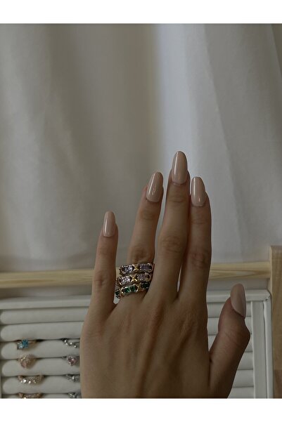 B&B'shop خاتم مطلي بحجر الزركون قابل للتعديل