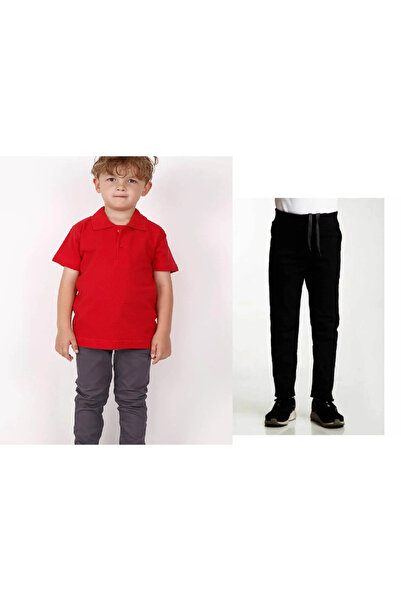 FATELLA Unisex školske pantalone sa rebrastim strukom za decu - tamnocrvena m...