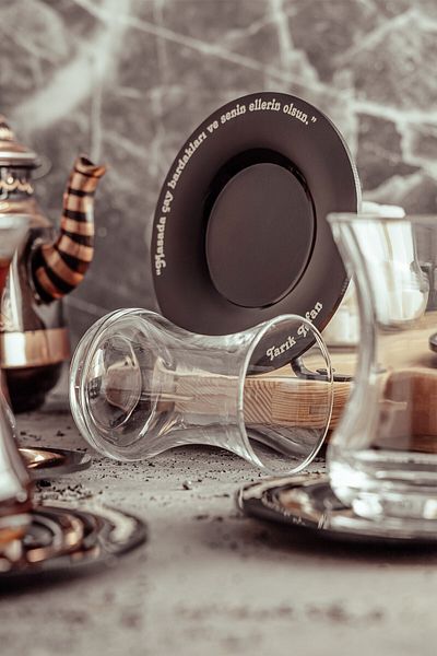 SaltanArt 6-Piece Tea Plate Set for Souvenir Teas Series Poetry Tea Cup with Six Special Wooden Boxes
