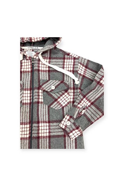 Esterella unisex cardigan/ plaid hooded cardigan/ zipper hooded cardigan/ lumberjack cardigan