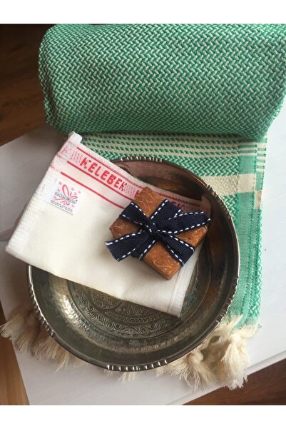 BYEVE 4-компонентний зелений розкішний набір для лазні Пештемаль, мідна чаша....