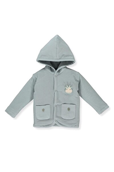 Bebetto Baby Boy Organic Graffe Lined Hooded Cardigan Blue K 4217