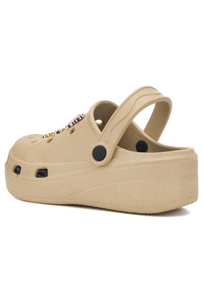 Nstil Beige Women's Sandals - High Massage Sole, Buckle, Sabo Doctor Nurse Cook Slippers 247