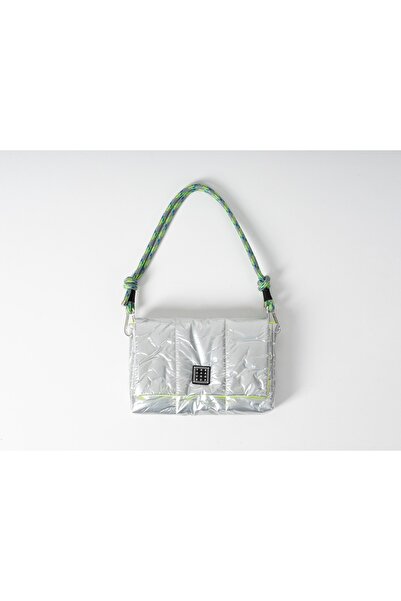 YOURHANDBAGS Gümüş Candy Çanta - Gri Neon Halat Askılı