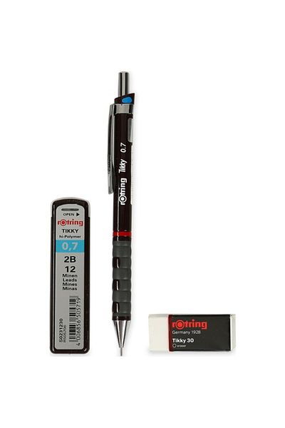 Rotring Tikky School Set 0.7 mm Burgundy Mechanical Pencil + Eraser + Leads