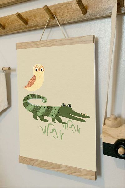 Piksel Grafik Αφίσα καμβά με λουράκι Bob Crocodile