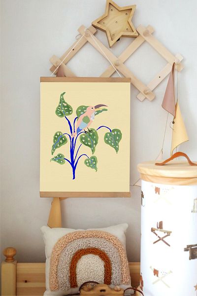 Piksel Grafik Ποστέρ καμβά με λουράκι Bob Birds
