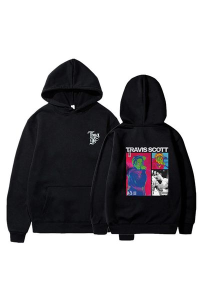 Gofeel Y2k Oversize Loose Unisex με κουκούλα Travis Scott εμπριμέ φούτερ