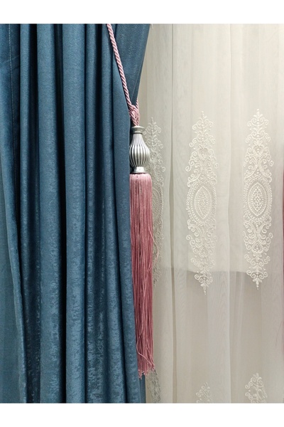 MGEHOME Fon Perde Tavan Bağlama Püsküllü Braçol 1 Adet