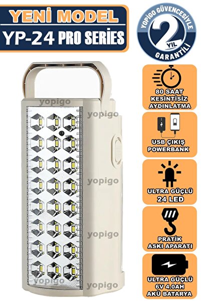 yopigo YP-24 Led Ultra Güçlü Şarjlı Işıldak Powerbank El Feneri Kamp Masa Kaf...