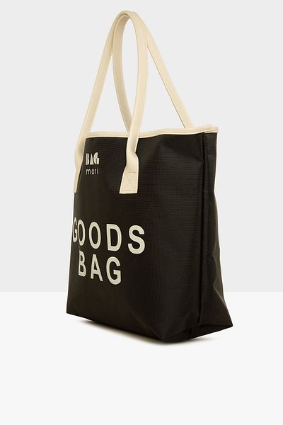 Bagmori Black Women's Printed Leather Garnished Tote Bag M000008114