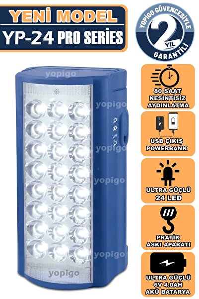 yopigo YP-24 Led Ultra Güçlü Şarjlı Işıldak Powerbank El Feneri Kamp Masa Kaf...