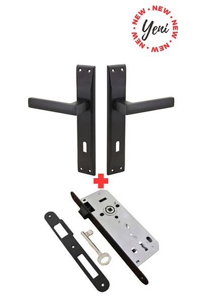 ARON Black Matte Mirrored Luxury Elite Lever - 40mm Door Lock Set of 2