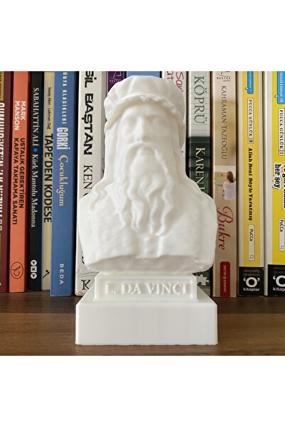 Root Made Leonardo da Vinci Büst Dekoratif Obje Kitaplık Dekor Hediyelik Biblo