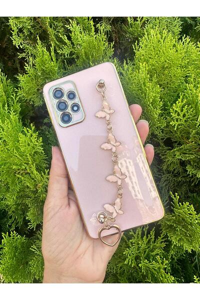 Aksesuarda Moda Samsung A73 Uyumlu Kelebekli El Geçmeli Lazer Kesim Kılıf