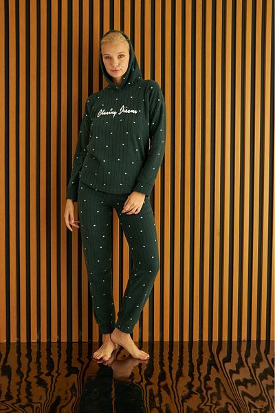 Pijamoni tissue Hooded Polar Women's Pajama Set
