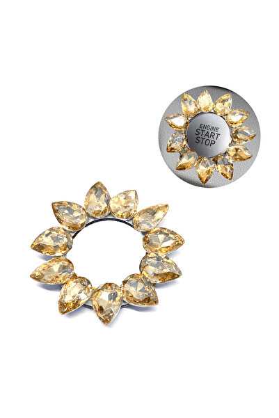 Oto Aksesuarcım Crystal Drop Stone Start Stop Button Ring Gold
