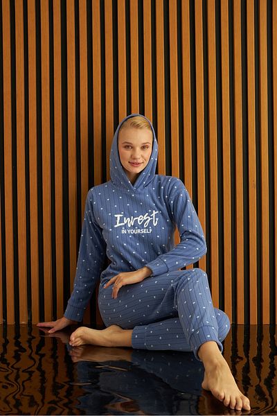 Pijamoni tissue Hooded Polar Women's Pajama Set
