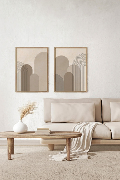 Gepetto Wood Ahşap Çerçeveli Minimalist 2'li Tablo