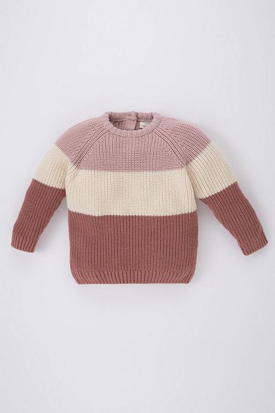 DeFacto Baby Girl Crew Neck Color Block Thessaloniki Fabric Sweater A4085A523Wn