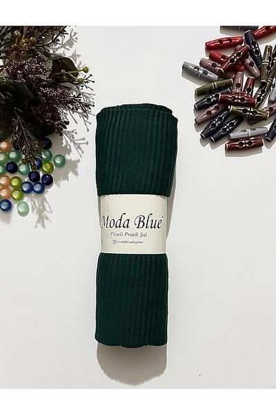 Moda Blue Πλισέ Πρακτικό Έτοιμο Σάλι Σμαραγδένιο Πράσινο