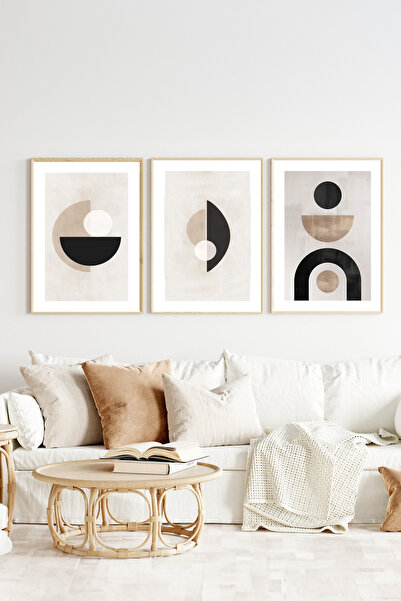 Gepetto Wood Ahşap Çerçeveli Minimalist 3'lü Tablo