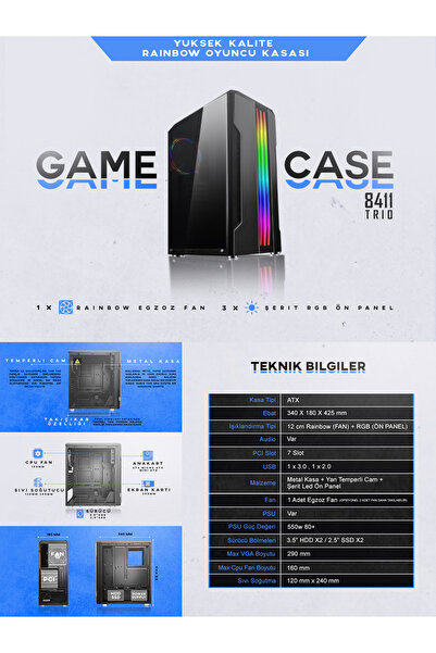 RAMTECH BİLGİSAYAR RK115 I5-3470 8gb 256gb Ssd Gt730 4gb 128bit Oyuncu Masaüstü Bilgisayar