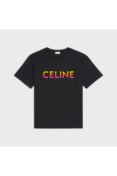 BrandsBoutique تيشيرت أسود فضفاض بشعار Celine Big Color