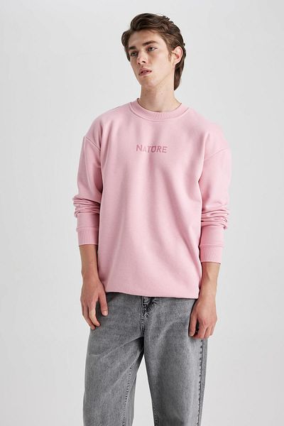 DeFacto Boxy Fit mikina s potiskem Crew Neck V5306Az23Au