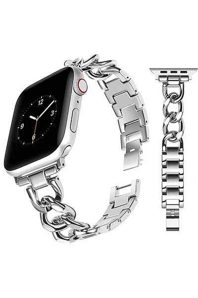 Cool Cold حزام ساعة أبل 38 ملم/40 ملم/41 ملم iwatch Series 10 42 ملم - حزام من الفولاذ المقاوم للصدأ بتصميم أنيق