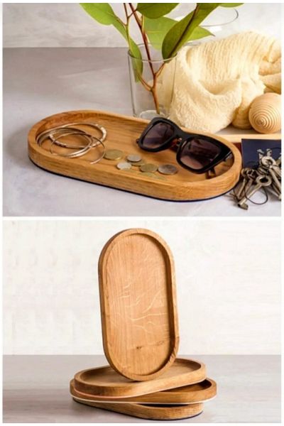 Bayev Wooden Oil Bottom Multifunctional 10 X 17 Cm / Presentation Bowl / Snack Bowl / Keychain