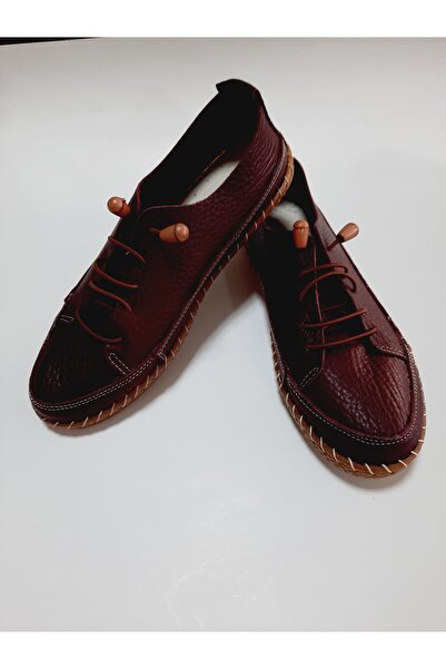 KAPAR Inside and Outside 100% Genuine Leather Rubber Laced Casual Burgundy Co...