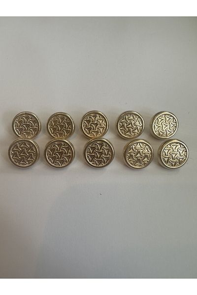 aensia Gold Color Triangle Embossed 23 Size Metal Buttons - Pack of 10 for Trench Coat and Jacket