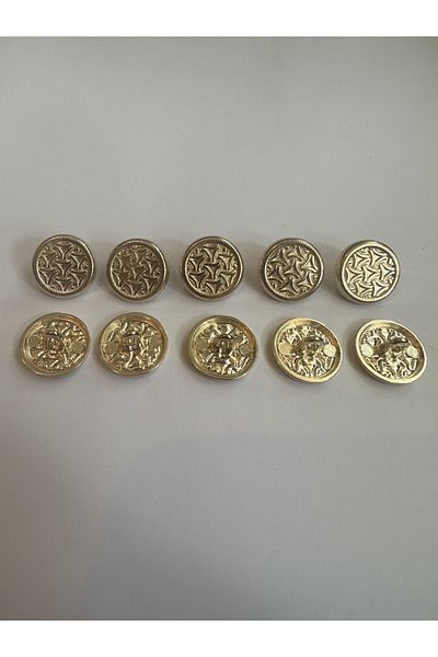 aensia Gold Color Triangle Embossed 23 Size Metal Buttons - Pack of 10 for Trench Coat and Jacket