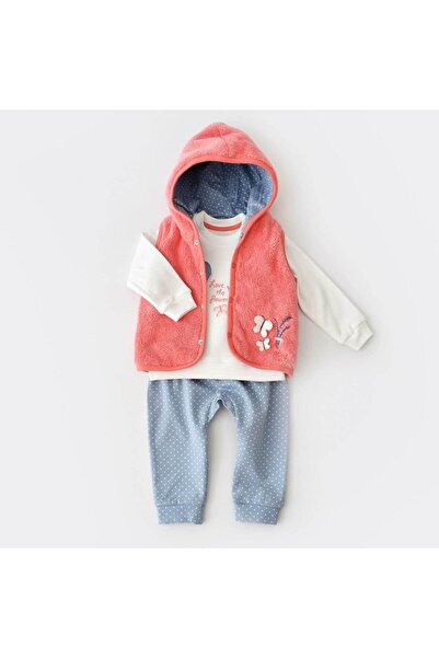 Biorganic Bibaby Organik 3Lü Kız Bebek Takım Wild Flowers Coral