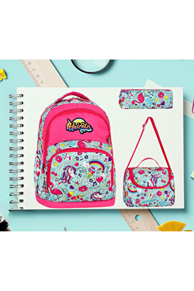 Shopiolog Αδιάβροχο Σετ Δημοτικού Σχολείου με 3 θήκες για στυλό Lunch Bag