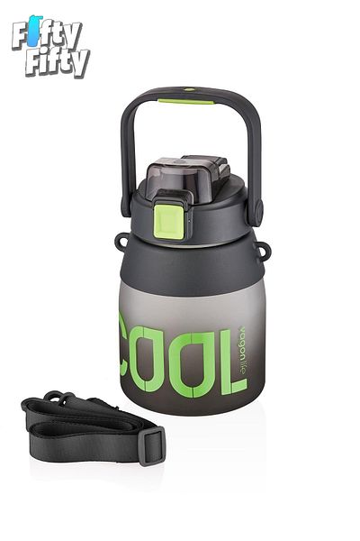 Vagonlife 1000ml Strap Single Lid Dual Use SoftTouch Water Bottle With/Without Strawberry