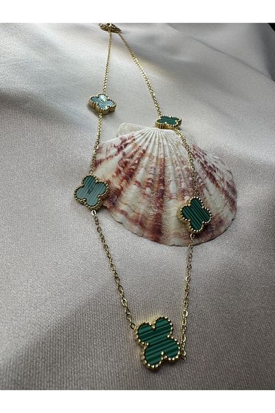 Luna Green Gold Necklace (Steel)