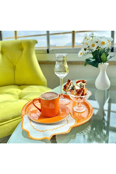 NEWTREND Züccaciye Metal Turuncu Tek Kişilik Dekoratif Çay, Kahve Ve Pasta Se...
