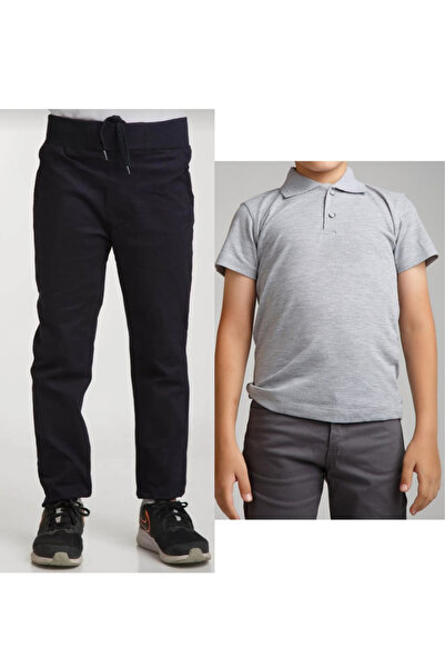 Generic Brand Unisex dečije rebraste pantalone sa strukom Lan crne školske pa...