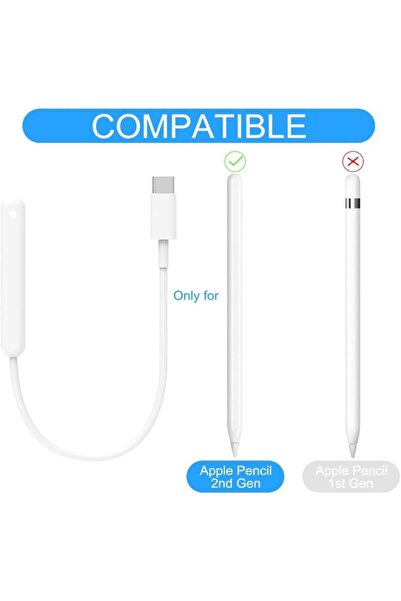 Coverzone Apple Pencil 2. Nesil İle Uyumlu Masaüstü Manyetik Type-C Şarj Cihazı Beyaz