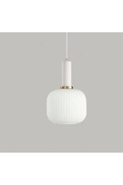 Rsylight Rustik Dekoratif Metal Modern Beyaz Opal Beyaz Camlı Tekli Avize