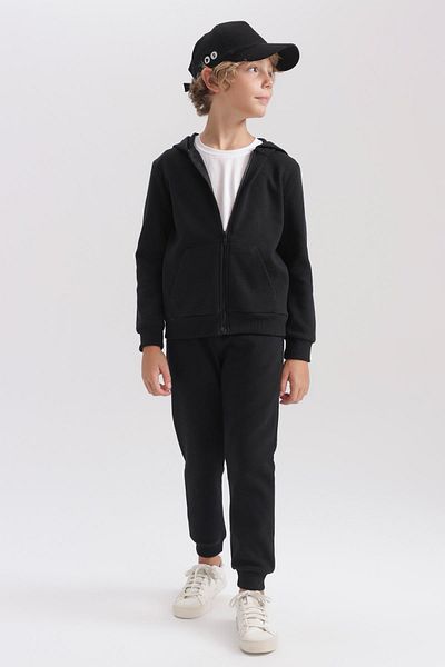 DeFacto Boy's Black Hooded School Cardigan