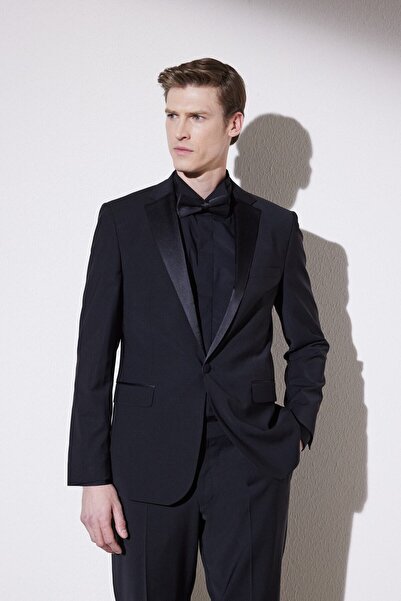 BROOKS BROTHERS Erkeksiyah Comfort Fit Mono Yaka Smokin Takım